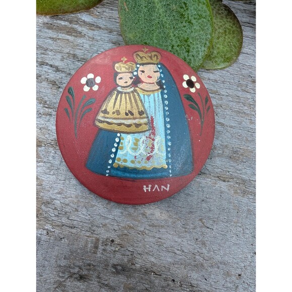 Vintage Madonna Child Pin: Hand Crafted Austrian Brooch - Picture 1 of 10